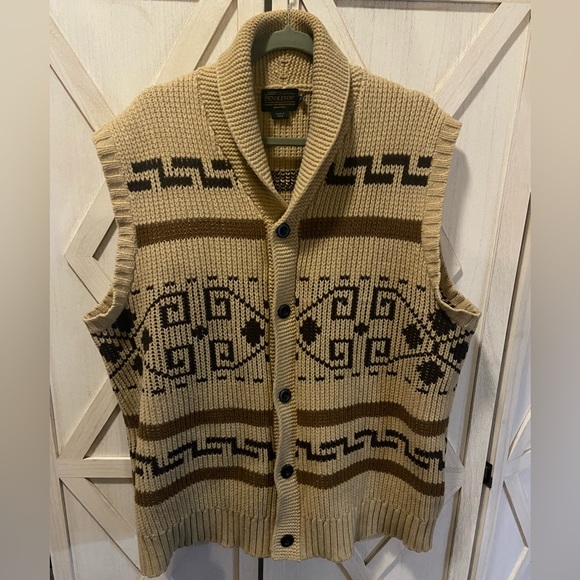 PENDLETON Sweater Men XXL_The Original Westerley Lambs Wool Knit Cardigan Vest - Picture 3 of 10